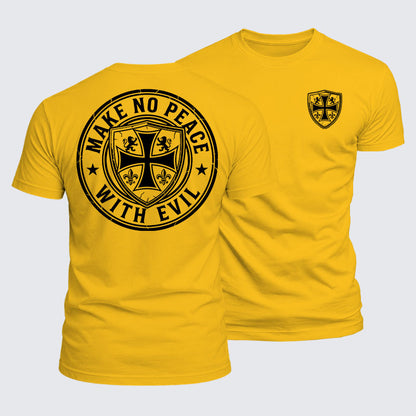 Luxe Mercerized Cotton Tee -  Make No Peace with Evil Knight Templar Jerusalem Cross
