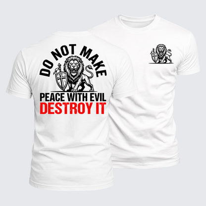 Luxe Mercerized Cotton Tee -  Make No Peace with Evil Knight Templar Jerusalem Cross
