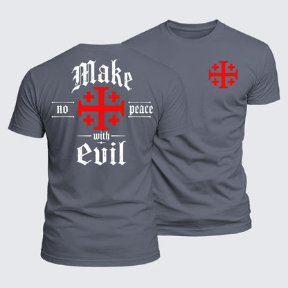 Luxe Mercerized Cotton Tee - Make No Peace with Evil Knight Templar Jerusalem Cross