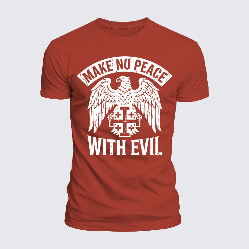 Luxe Mercerized Cotton Tee - Make No Peace with Evil Jerusalem Cross