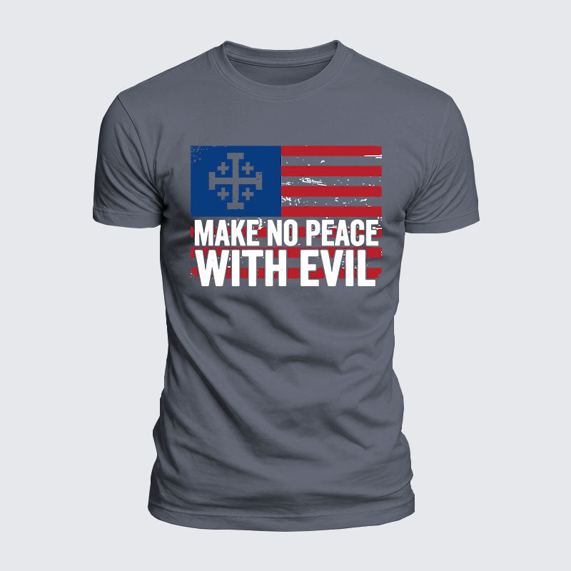 Luxe Mercerized Cotton Tee - Make No Peace with Evil Jerusalem Cross United States Flag