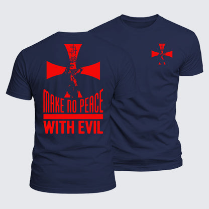 Luxe Mercerized Cotton Tee - Make No Peace with Evil Knight Templar Cross