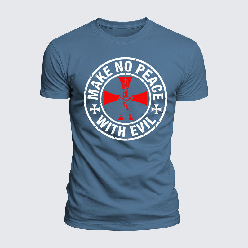 Luxe Mercerized Cotton Tee - Make No Peace with Evil Knight Templar Cross