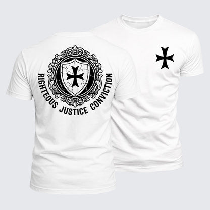 Luxe Mercerized Cotton Tee - Templar Virtues of the Knights Templar Shield