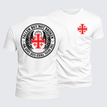Luxe Mercerized Cotton Tee - Fallen But Not Broken The Devil Tried God Said No