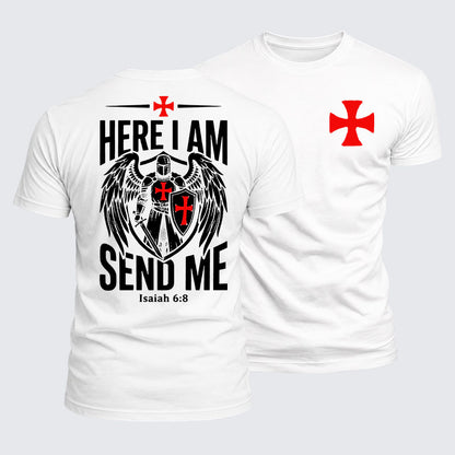 Luxe Mercerized Cotton Tee - Here I Am Send Me Knight Templar Crusader