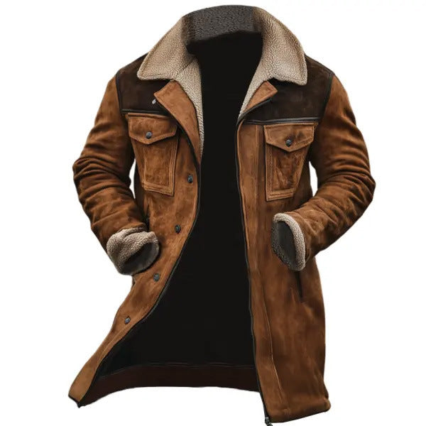 Men's Casual Fleece Lapel Retro Coat Jacket