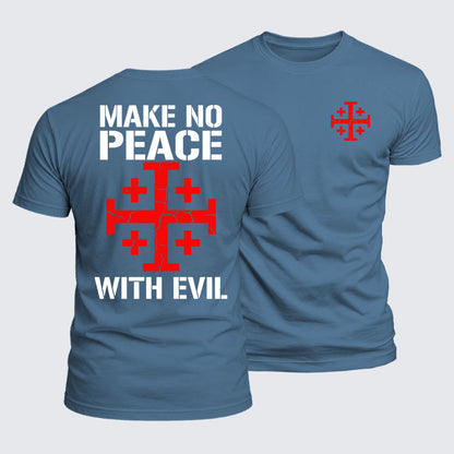 Luxe Mercerized Cotton Tee - Make No Peace with Evil Knight Templar Jerusalem Cross