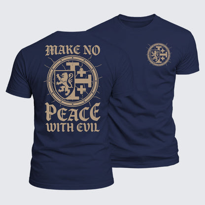 Luxe Mercerized Cotton Tee -  Make No Peace with Evil Knight Templar Jerusalem Cross