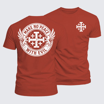 Luxe Mercerized Cotton Tee -  Make No Peace with Evil Knight Templar Jerusalem Cross