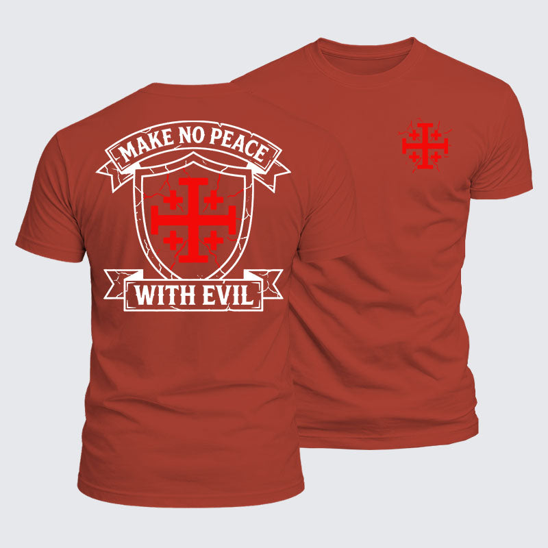 Luxe Mercerized Cotton Tee - Make No Peace with Evil Knight Templar Jerusalem Cross