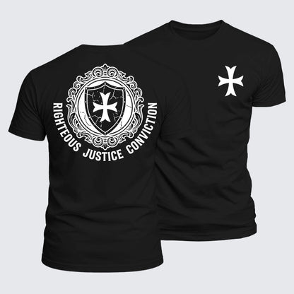 Luxe Mercerized Cotton Tee - Templar Virtues of the Knights Templar Shield