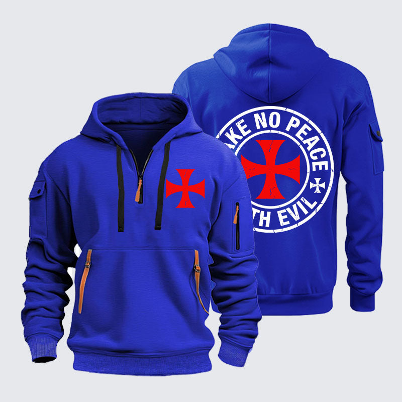 Zipper Hoodies - Make No Peace with Evil Knight Templar Cross