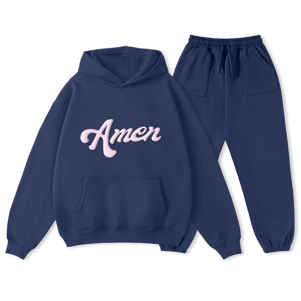 Personalized AMEN Christian Premium Fleece Hoodie Set