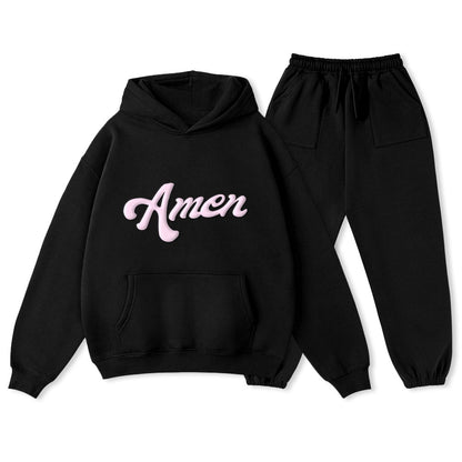 Personalized AMEN Christian Premium Fleece Hoodie Set