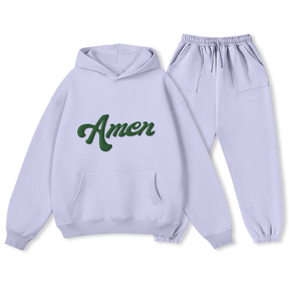 Personalized AMEN Christian Premium Fleece Hoodie Set