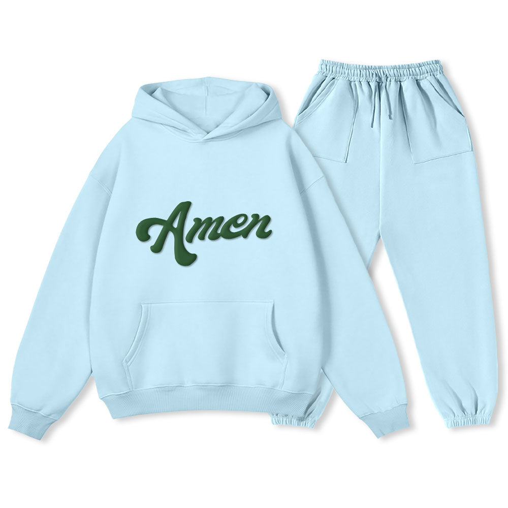Personalized AMEN Christian Premium Fleece Hoodie Set