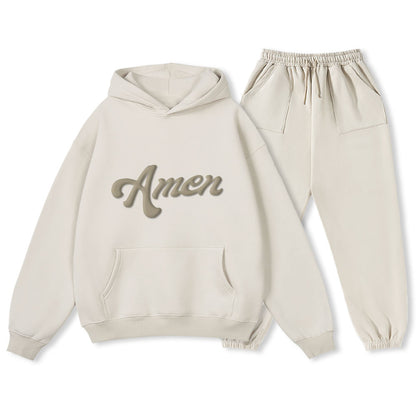 Personalized AMEN Christian Premium Fleece Hoodie Set