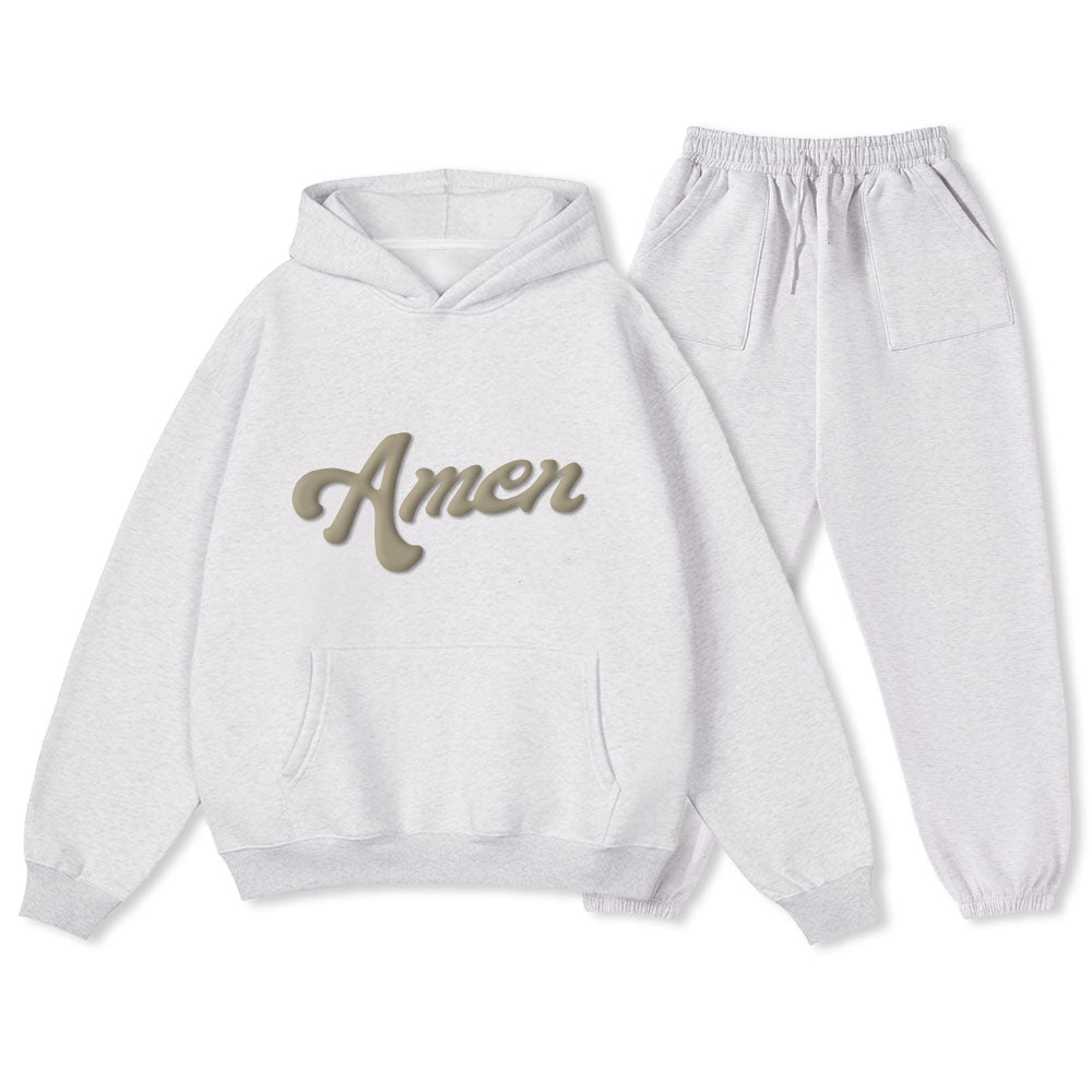 Personalized AMEN Christian Premium Fleece Hoodie Set
