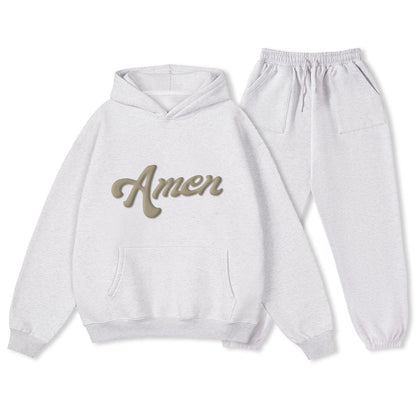 Personalized AMEN Christian Premium Fleece Hoodie Set