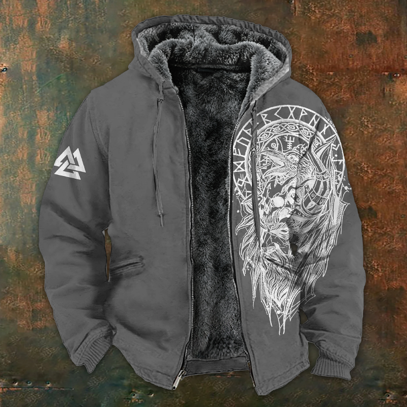 Nordic Style Viking Fleece Inner Lined Winter Hoodie