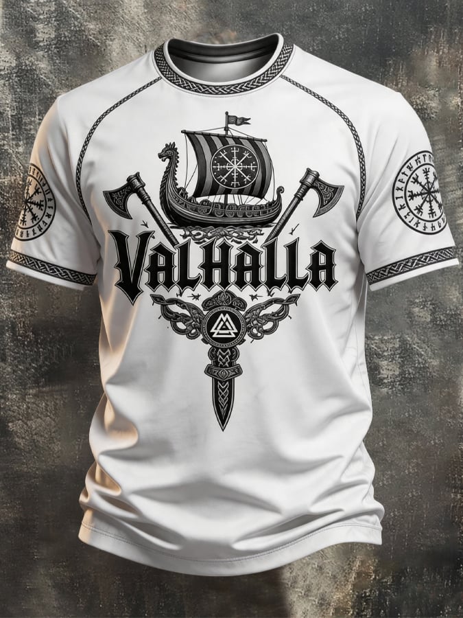 Men's Vintage Viking-Print T-Shirt