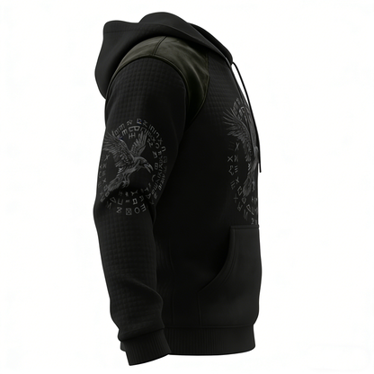 Nordic Viking Vegvísir Raven Valhalla Casual Long-Sleeve Hoodie