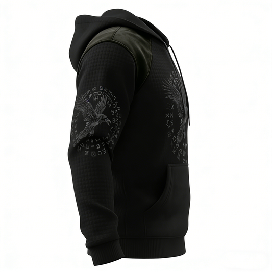 Nordic Viking Vegvísir Raven Valhalla Casual Long-Sleeve Hoodie
