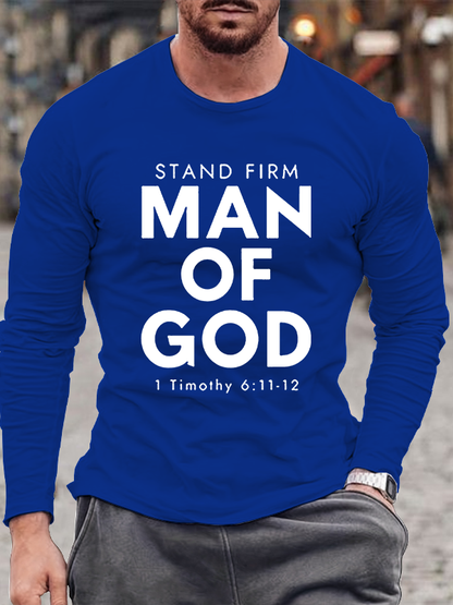 Man of God 1 Timothy 6:11-12 Jesus God Christian Cotton Long Sleeve T-Shirt