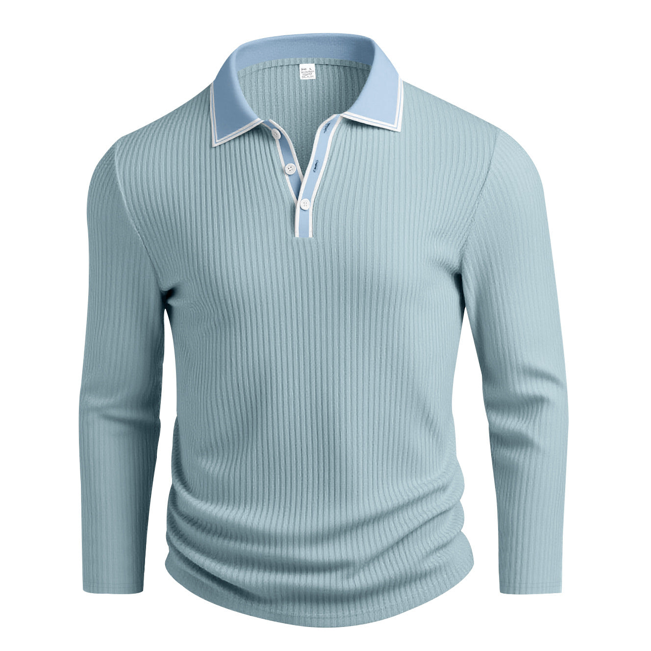 Men's Long Sleeve Polo Shirt Jacquard Fabric Collared Top