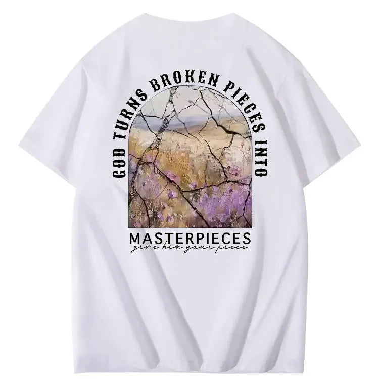 God Turns Broken Pieces Into Masterpieces Christian Pattern Crew Neck T-Shirt