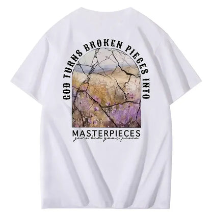 God Turns Broken Pieces Into Masterpieces Christian Pattern Crew Neck T-Shirt