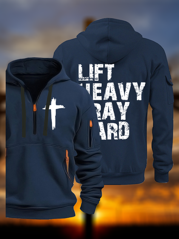 Lift Heavy Pray Hard Gym Jesus God Christian Zipper Hoodies