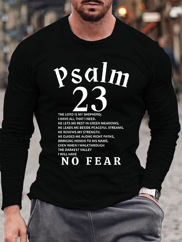 Psalm 23 Christian Cotton Long Sleeve T-Shirt