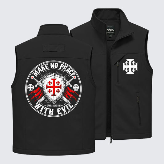 Make No Peace with Evil Knight Templar Jerusalem Cross Outdoor Quick-dry Vest
