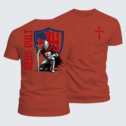 Luxe Mercerized Cotton Tee - Templar Knight Crusader Deus Vult