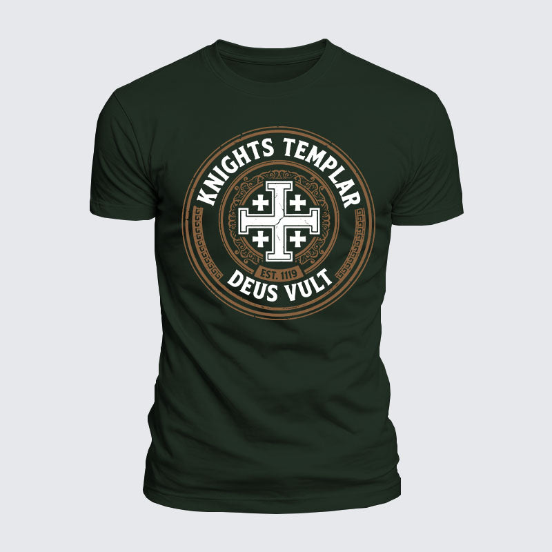 Luxe Mercerized Cotton Tee -  Knights Templar Deus Vult
