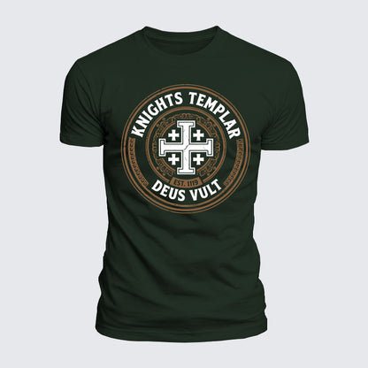 Luxe Mercerized Cotton Tee -  Knights Templar Deus Vult