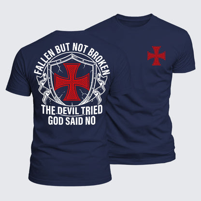 Luxe Mercerized Cotton Tee - Fallen But Not Broken The Devil Tried God Said No