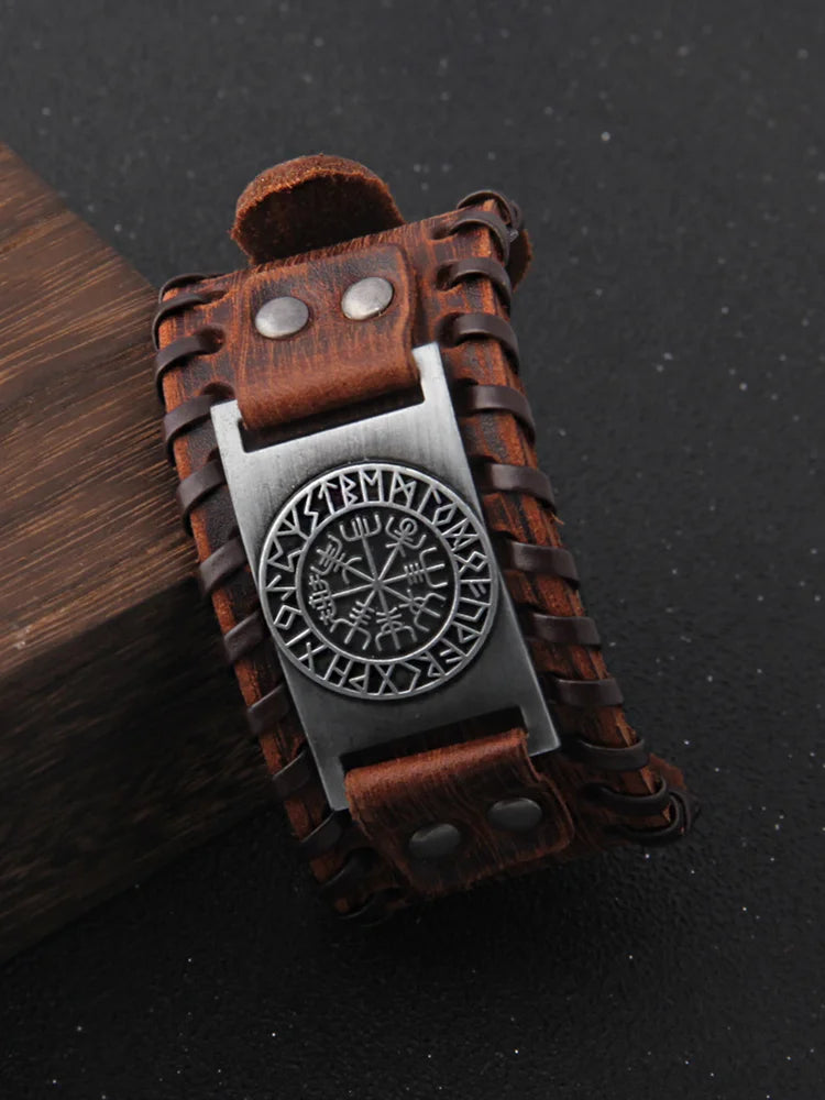 Men's Vintage Retro Viking Compass Vegvisir Bracelet