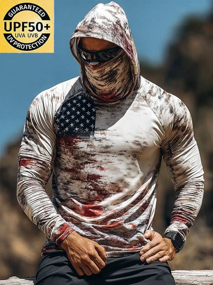 Men's Outdoor Sun Protection Breathable Cool Hooded Sun Protection Long Sleeve Top