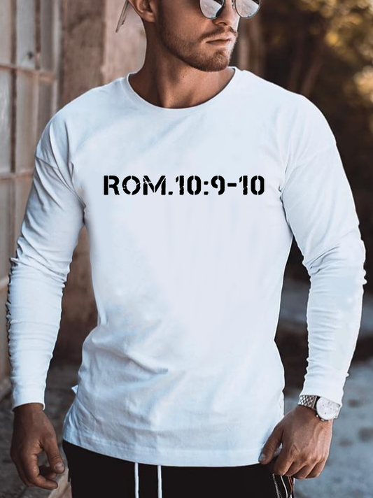 Romans 10:9-10 Jesus God Christian Cotton Long Sleeve T-Shirt