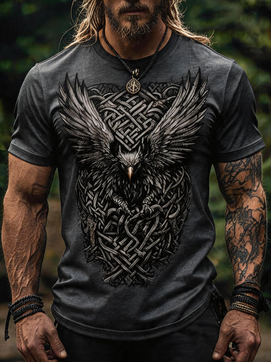 Men's Vintage Viking Print Short-Sleeve T-Shirt