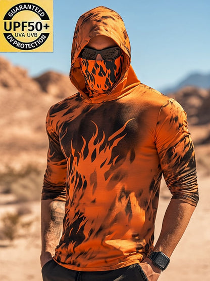Men's Outdoor Sun Protection Breathable Cool Hooded Sun Protection Long Sleeve Top