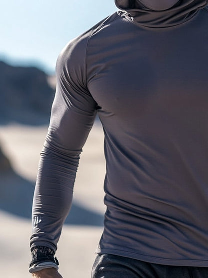 Men's Outdoor Sun Protection Breathable Cool Hooded Sun Protection Long Sleeve Top