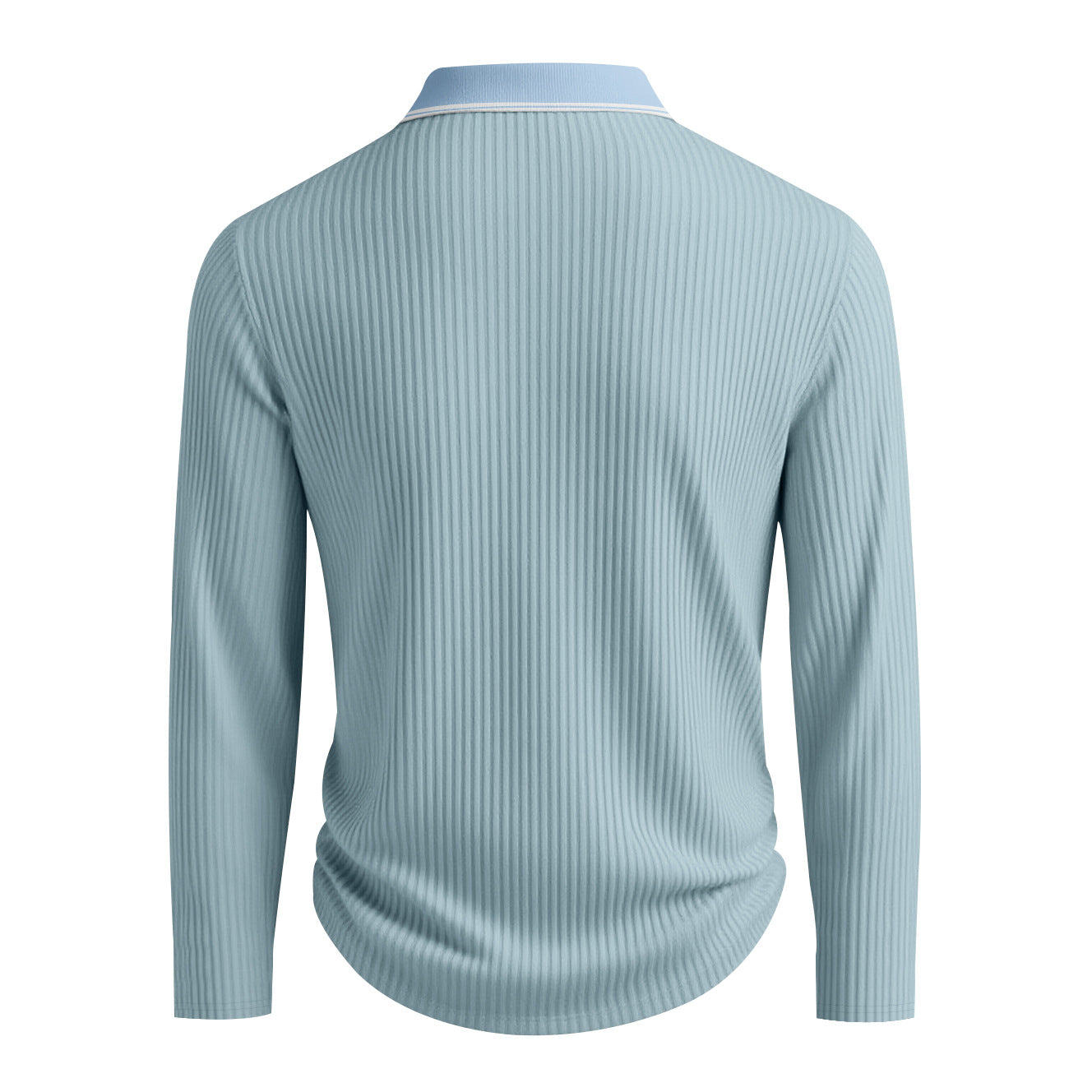 Men's Long Sleeve Polo Shirt Jacquard Fabric Collared Top