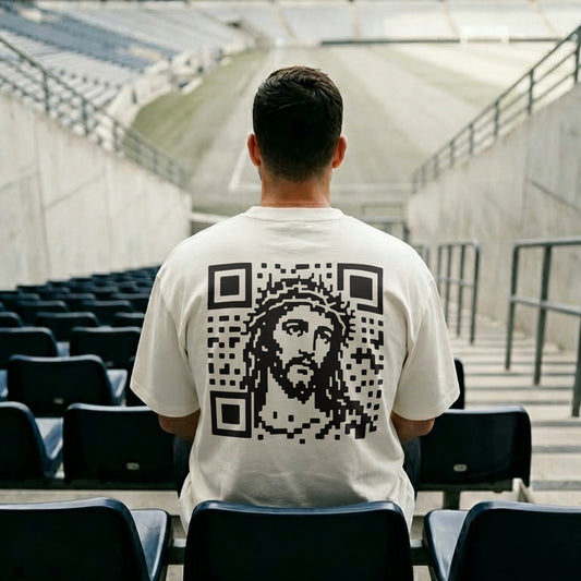 Jesus Pixel Art Qr Code Christian Printed Men's T-shirt