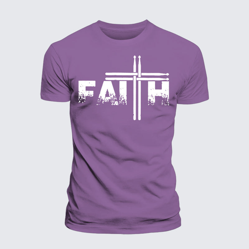 Luxe Mercerized Cotton Tee - Faith Drum Stick Cross