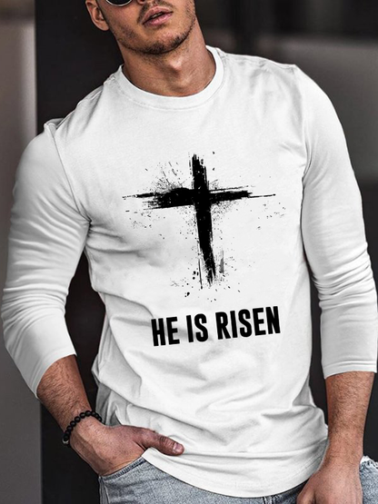 He Is Risen Christian Cotton Long Sleeve T-Shirt