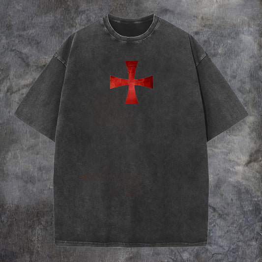 Knight Templar Printed Men's Washed Tee